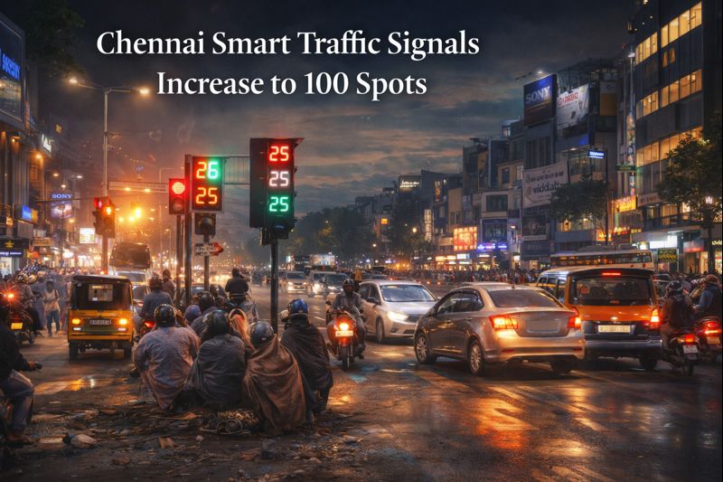 Smart traffic signals installed at major junctions in Chennai to manage congestion