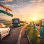 India EV charging infrastructure expansion showing electric vehicles charging on highways and in urban areas