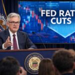 United States city skyline with rising market indicators symbolizing economic trends