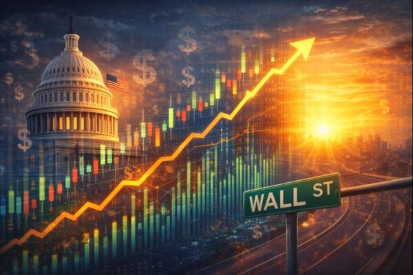 US Federal Reserve policy shift concept showing financial charts, US Capitol, and market indicators