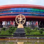 Delhi AI Summit venue with security presence following protest incident