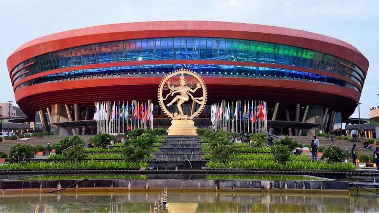 Delhi AI Summit venue with security presence following protest incident