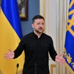 President Zelenskyy addressing the press on Ukraine peace negotiations