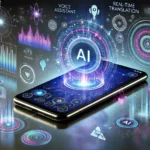 Futuristic AI-powered smartphone with intelligent interface