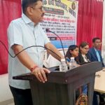 Vindeshwary Prasad Pandey addressing International Women’s Day legal awareness program in Buxar
