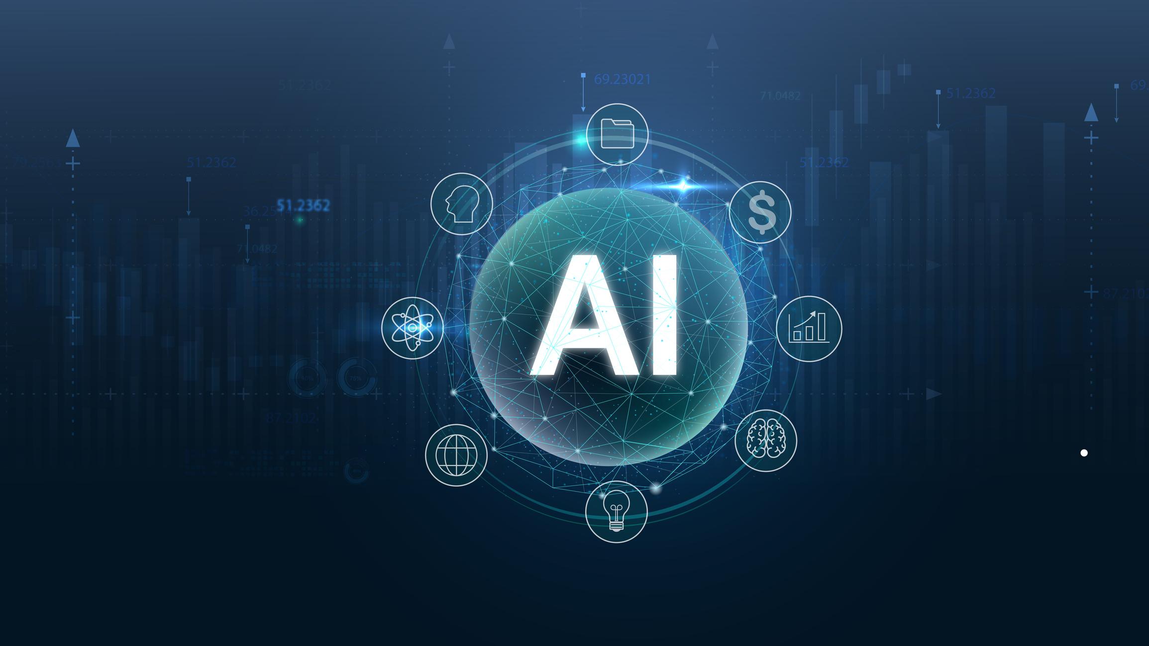 Concept illustration of artificial intelligence networks connecting across the globe.