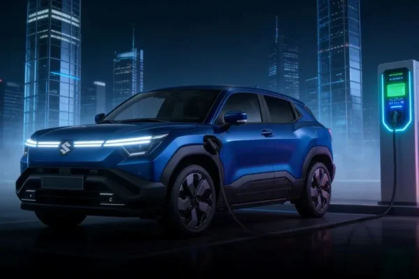 Electric vehicle charging at a modern station in India