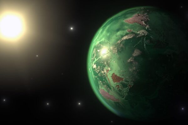 Artist illustration of a newly discovered Earth-like exoplanet in the habitable zone.
