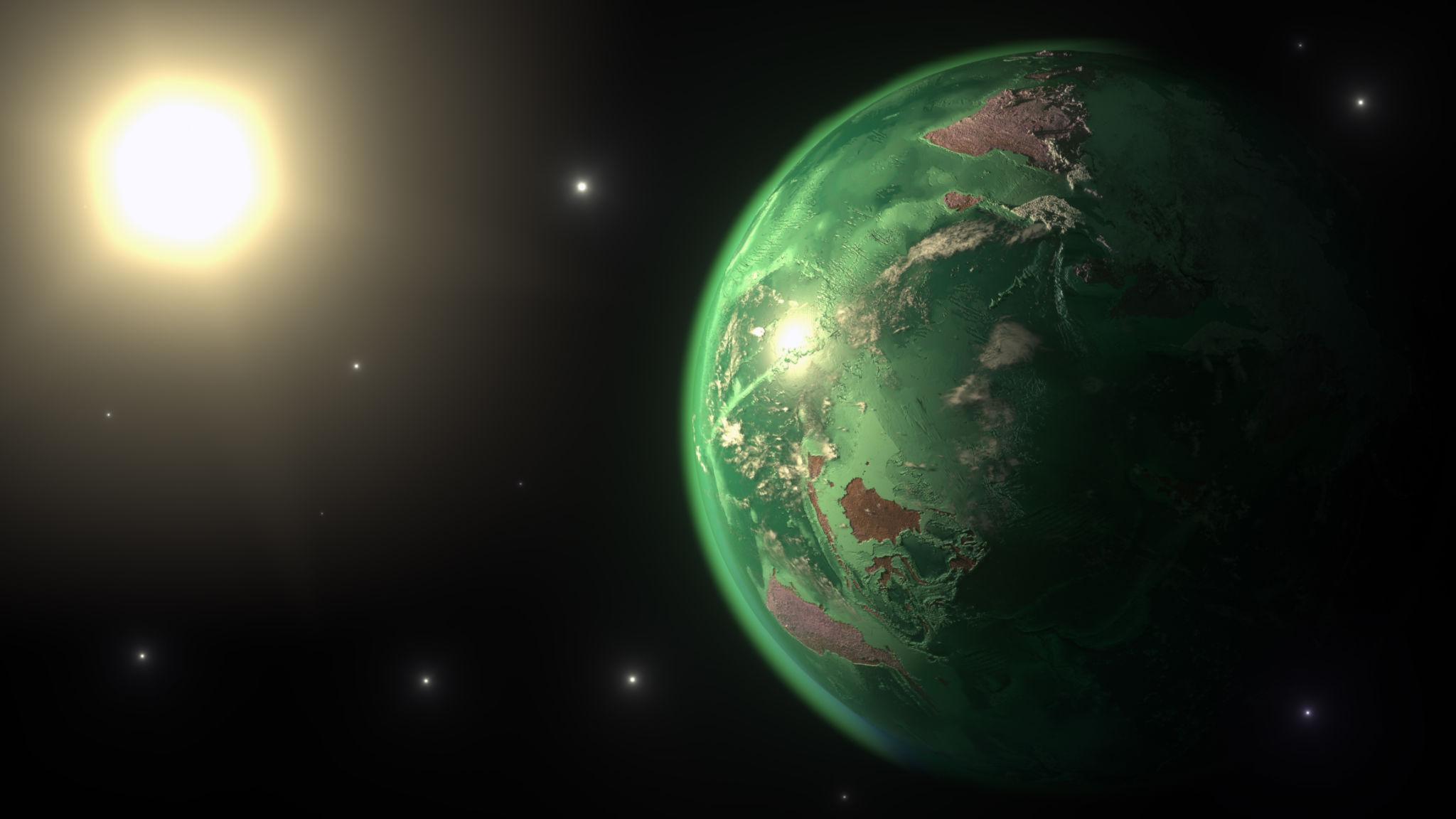 Artist illustration of a newly discovered Earth-like exoplanet in the habitable zone.