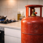 LPG gas cylinder in kitchen representing household cooking fuel cost
