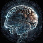 Futuristic artificial intelligence digital brain symbolizing the global race for AI technological dominance.