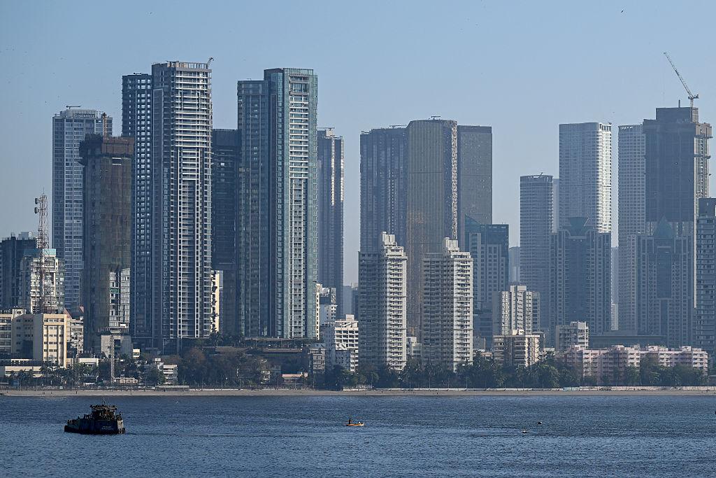 India economic growth skyline representing rising GDP and financial expansion