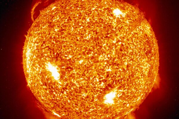 Powerful solar flare erupting from the Sun during increased solar activity.