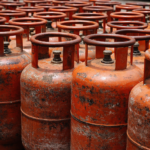 LPG gas cylinders arranged in storage showing supply disruption concerns in India