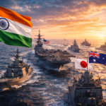 Naval warships participating in multinational Malabar exercise in Indo-Pacific region