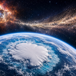 Earth passing through ancient supernova stardust with Antarctica and cosmic dust visible from space