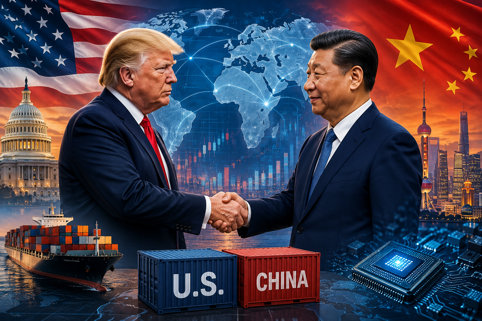 Trump Xi summit global trade AI and US China diplomacy concept