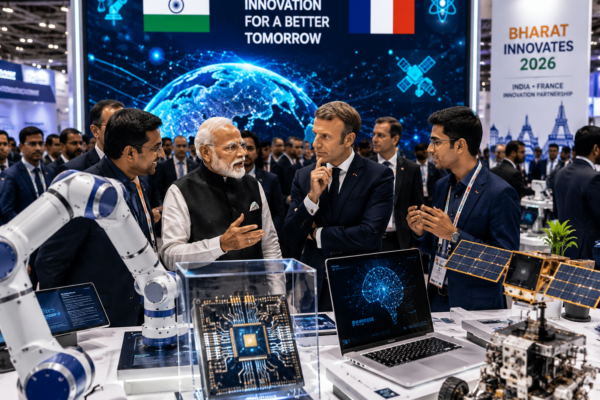 Indian deep-tech startups showcasing AI, semiconductor and space innovation at Bharat Innovates 2026 in France.