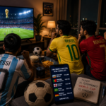 Indian football fans watching FIFA World Cup 2026 late at night at home.