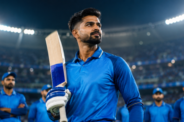 Indian cricket captain standing confidently in stadium after T20 leadership change