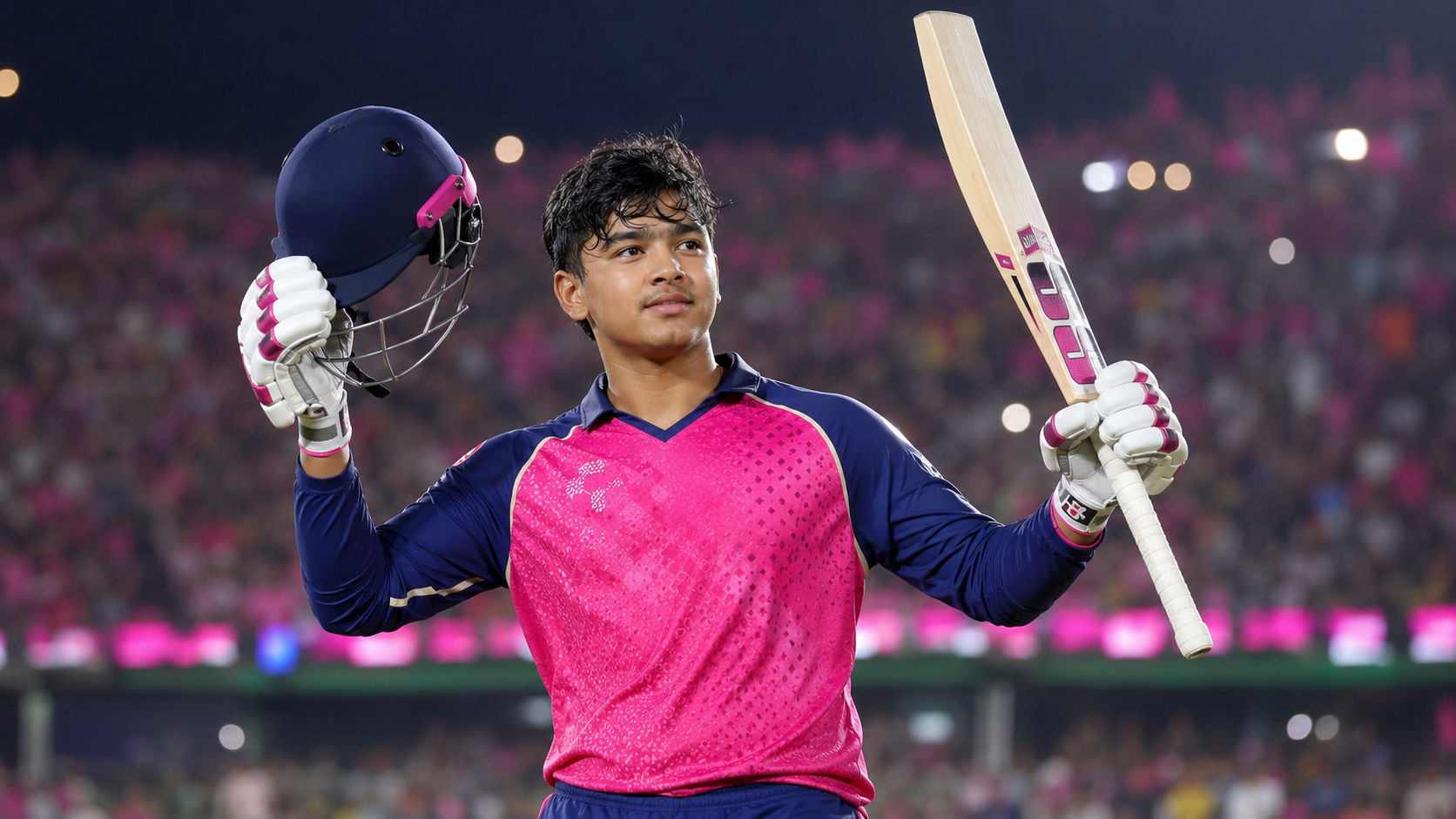 Young Indian cricket prodigy standing in a stadium after earning India call-up