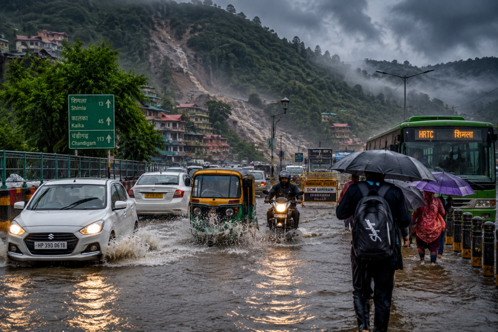Heavy monsoon rain causes waterlogging and travel disruption across several Indian states.